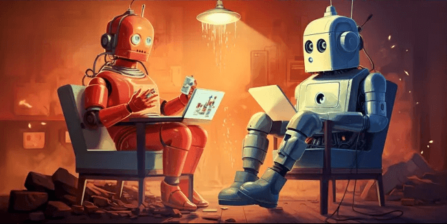Robots on social media midjourney